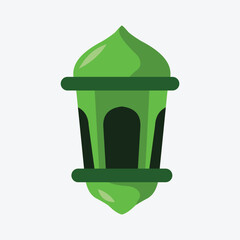 Vector Islamic Green Lantern Design Illustration.