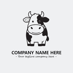 Cow illustration black and white for logo company vector image
