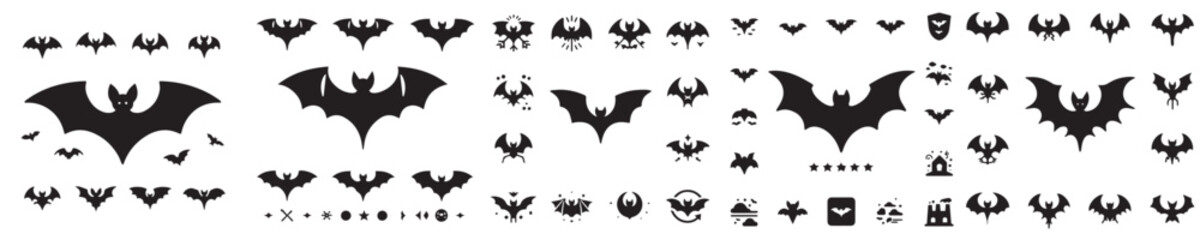 vector set of bat silhouettes