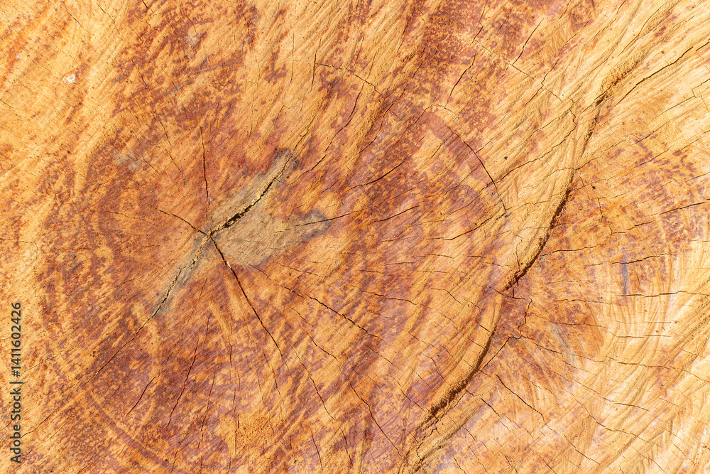 Aufkleber brown old wood texture background shows a natural abstract pattern of tree trunk bark with rough gra