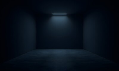 Obraz premium Empty dark room with single light on.