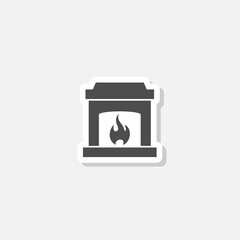 Grill icon. Fireplace icon sticker isolated on gray background