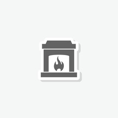 Grill icon. Fireplace icon sticker isolated on gray background