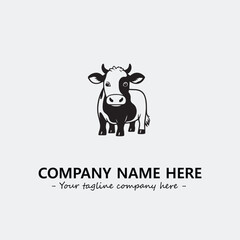 Cow illustration black and white for logo company vector image
