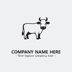 Cow illustration black and white for logo company vector image
