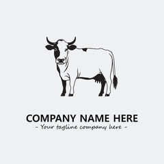 Cow illustration black and white for logo company vector image
