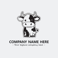 Cow illustration black and white for logo company vector image
