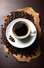 cup of coffee with beans