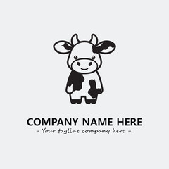 Cow illustration black and white for logo company vector image
