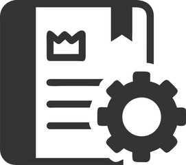 Obraz premium Report Settings Icon with Crown, Bookmark, and Gear in Minimalist Glyph Style