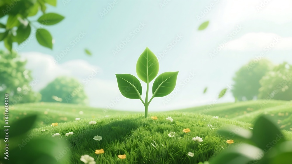 Poster eco-friendly minimalist background with abstract nature-inspired textures and soft green gradients, 