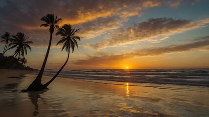 Dramatic view of a sunset in the right moment from the beach