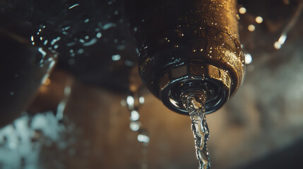 Plumber fixing a burst pipe under the sink. Featuring plumbing repair and emergency fixes