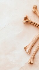 A cluster of weathered bones rests on the warm, sandy surface, evoking the mysteries of life and death in a desert landscape, highlighting natural elements