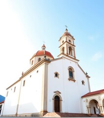 Fototapeta premium White background, Castiglione church; architectural detail, gothic, landmark, European architecture