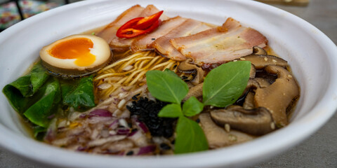 Artfully Prepared Ramen Bowl - Japanese Culinary Elegance