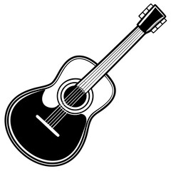 Fototapeta premium Vector silhouette of an acoustic guitar with a rounded body