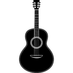 Obraz premium Vector silhouette of an acoustic guitar with a rounded body