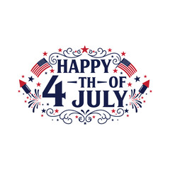 4th of July Independence Day Typography Sublimation Design |,USA Patriotic Text Art for T-Shirts, Mugs & Crafts