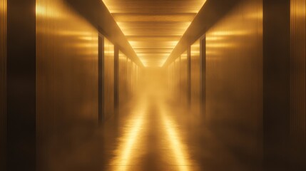 Golden corridor perspective interior design