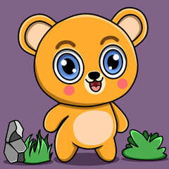 Cute baby bear smiling in a bush 