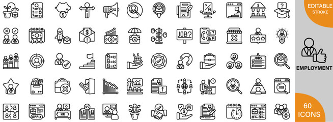 Employment icon pack | Detailed Outline | Editable Stoke 60 icon | Victor illustrator.