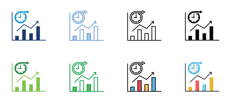 Prolonged Icons Set Vector Multiple Style Collection