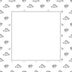 kitchen utensil frame. doodle kitchenware square frame. kitchen background