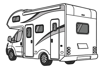 Illustration Of A White Rv Camper Isolated On White Background Road Trip Ready