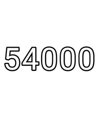 Black and white color numbers 54000