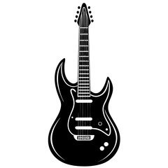 Naklejka premium Vector silhouette of an electric guitar with a classic body shape