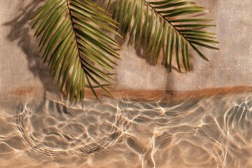 Tropical palm leaves over water