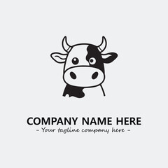 Cow illustration black and white for logo company vector image
