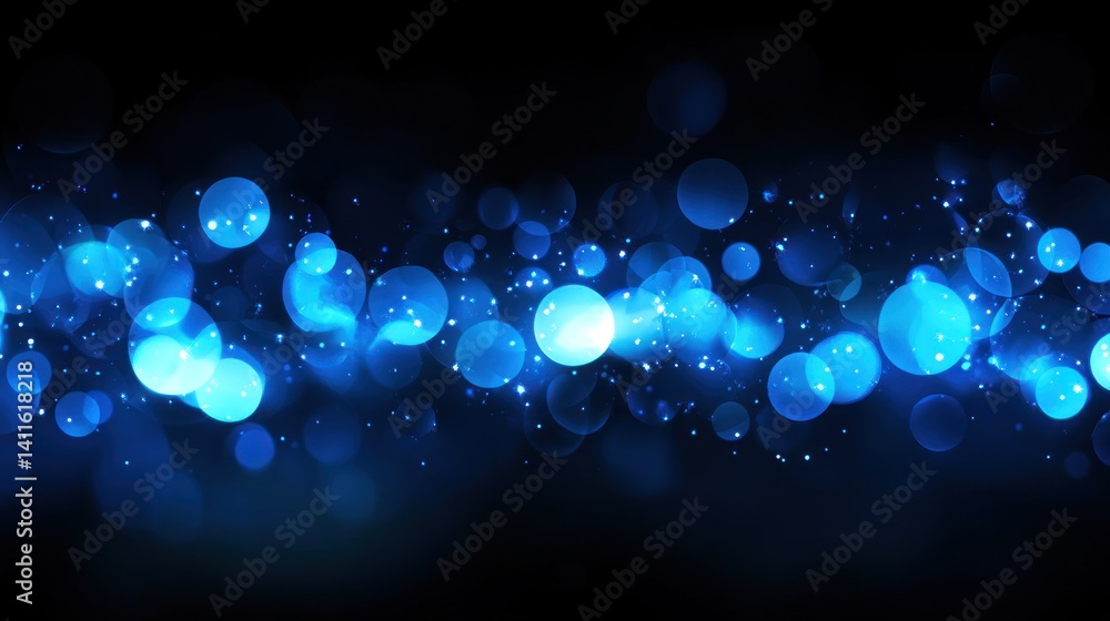 Poster abstract blue lights bokeh effect