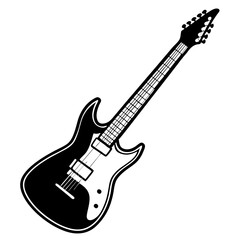 Fototapeta premium Vector silhouette of an electric guitar with a slightly angled neck 