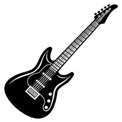 Vector silhouette of an electric guitar with a slightly angled neck 