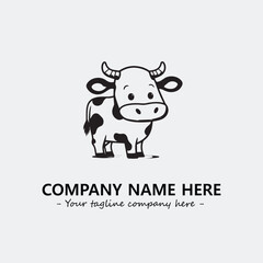 Cow illustration black and white for logo company vector image
