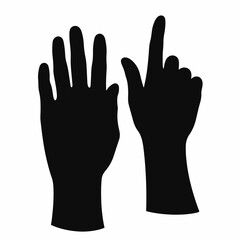 Silhouette of hands in medical gloves pointing, healthcare awareness