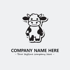 Cow illustration black and white for logo company vector image
