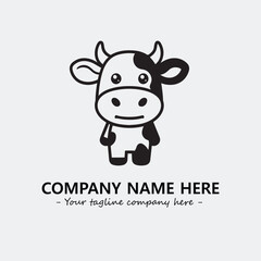 Cow illustration black and white for logo company vector image
