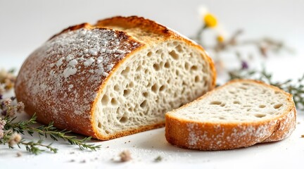 Artisan Sourdough Bread Rustic Loaf, Crusty Texture, Homemade Recipe