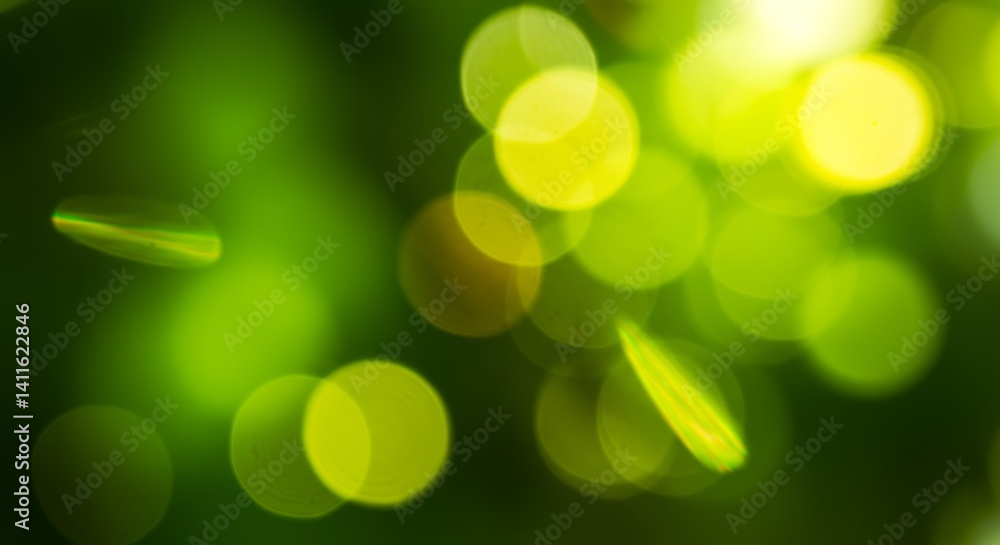 Poster green bokeh background - abstract green bokeh background with blurred circles of light, perfect for 
