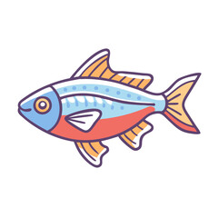Vibrant Cartoon Fish Illustration Colorful Aquatic Animal Design