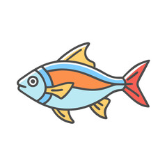 Vibrant Colorful Cartoon Fish Illustration Aquatic Animal Design Ocean Life Sea Creature