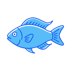 A delightful illustration of a light blue fish swimming gracefully