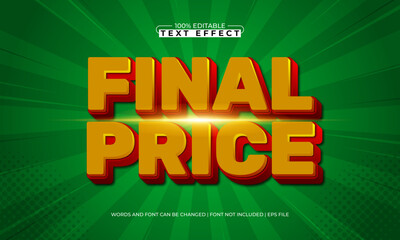 final price editable text effect with a offer and discount text style