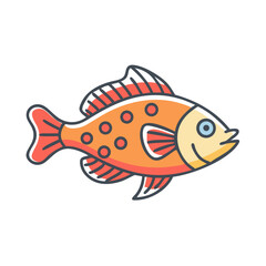Illustration of a Cute Orange Fish with Red Fins and White Spots