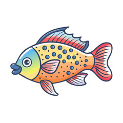 Vibrant Colorful Cartoon Fish Illustration with Spots and Fins