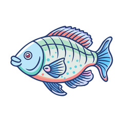 A Delightful Illustration of a Pastel Colored Fish with Detailed Fins and Scales