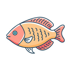 A Charming Cartoon Illustration of an Orange and Pink Fish Swimming